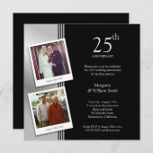 Invitation 2 Photos Fête des 25 ans de mariage Argent (Devant / Derrière)