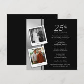 Invitation 2 Photos Fête des 25 ans de mariage Argent (Devant / Derrière)