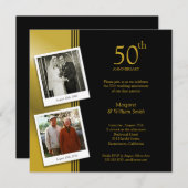 Invitation 2 Photos Golden 50th Mariage Anniversary Party (Devant / Derrière)