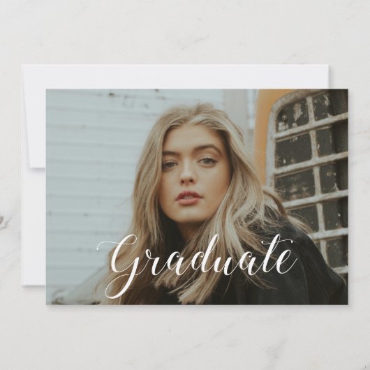 Invitation 2 Photos Graduation simple élégant Script (Dos)