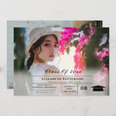 Invitation 2 Photos Graduation simple élégant Script (Devant / Derrière)