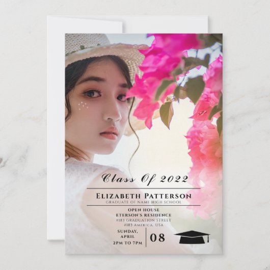 Invitation 2 Photos Graduation simple élégant Script Invitat (Devant)