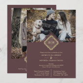 Invitation 2 Photos Initiales Mariages dentelle ornementale É (Devant / Derrière)