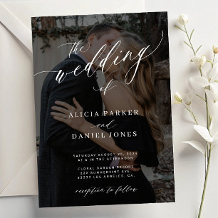 Invitation 2 photos moderne élégant script de superposition m