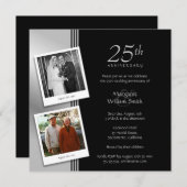 Invitation 2 Photos Soie 25ème anniversaire Mariage (Devant / Derrière)