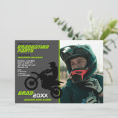 Invitation 2 PHOTOS Vélo Dirt Motocross Green Grey Graduation (Debout devant)