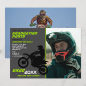 Invitation 2 PHOTOS Vélo Dirt Motocross Green Grey Graduation (Devant / Derrière)