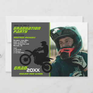 Invitation 2 PHOTOS Vélo Dirt Motocross Green Grey Graduation