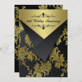 Invitation 2 pour le 50e anniversaire à motif flor (Devant / Derrière)