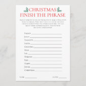 Invitation 2 Printable Christmas Games Scattegories Card (Devant)