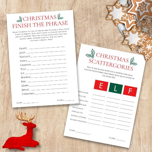 Invitation 2 Printable Christmas Games Scattegories Card