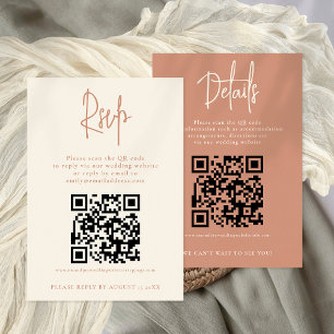 Invitation 2 QR Terracotta Cream Détails du Mariage RSVP
