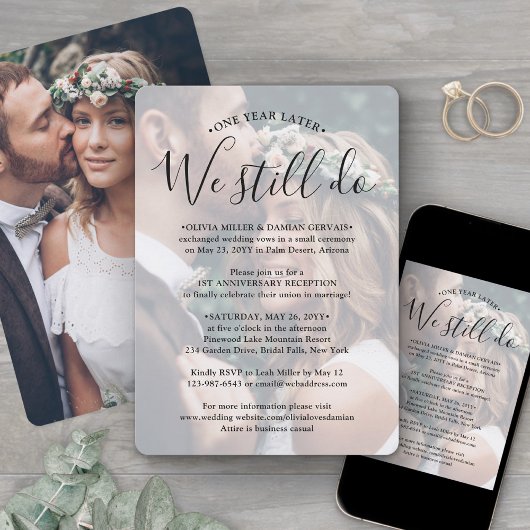 Invitation 2 Réception d'anniversaire photo Nous nous marions