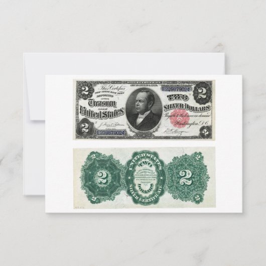 Invitation 2 $ Série de certificats en argent de billets 1891 (Devant)