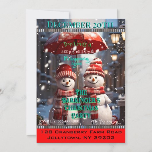 Invitation 2 Snowman lance une fête de Noël (Devant)