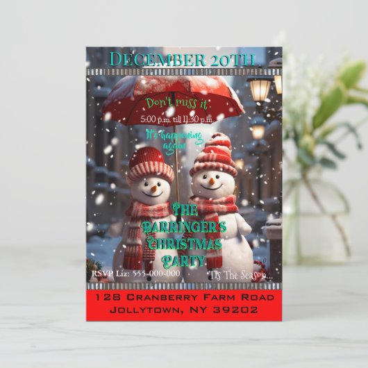 Invitation 2 Snowman lance une fête de Noël (Debout devant)
