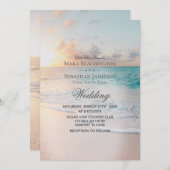 Invitation *~* 2 - Sunrise Pastel Beach Sunset Mariage (Devant / Derrière)