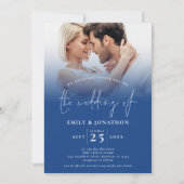 Invitation 2 superposition de photo Script QR Mariage bleu (Devant)