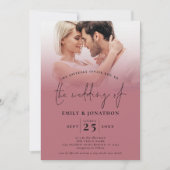 Invitation 2 superposition photo QR Rose Gold Black Script (Devant)