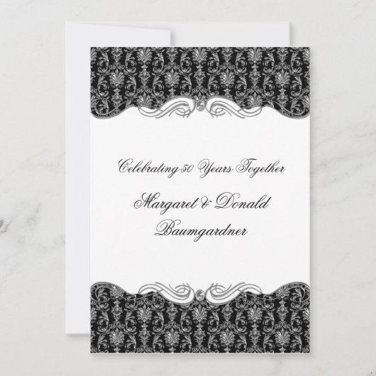 Invitation #2 Vintage Damask 25e Anniversaire de Mariage (Devant)