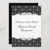 Invitation #2 Vintage Damask 25e Anniversaire de Mariage (Devant / Derrière)