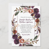 Invitation #2Beurre Rouille pourpre foncé Roses Mariage de co (Devant)