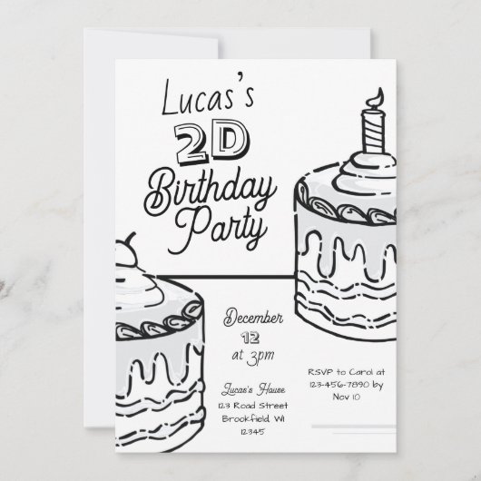 Invitation 2D Boys Second Birthday Comic Style (Devant)