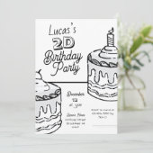 Invitation 2D Boys Second Birthday Comic Style (Debout devant)