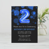 Invitation 2e anniversaire Ballons Enfants Blue Boy Party (Debout devant)