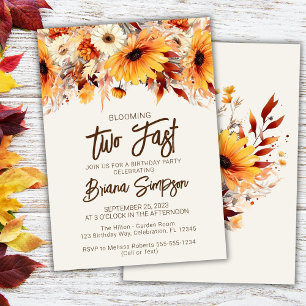 Invitation 2e anniversaire Beige Fall Floral