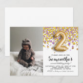 Invitation 2e anniversaire Confetti Portrait (Devant / Derrière)
