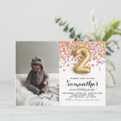 Invitation 2e anniversaire Confetti Portrait (Debout devant)