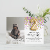 Invitation 2e anniversaire Confetti Portrait (Debout devant)