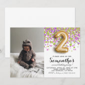Invitation 2e anniversaire Confetti Portrait (Devant / Derrière)