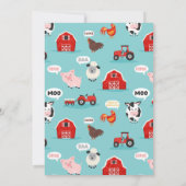 Invitation 2e anniversaire de ferme Animaux Oink Baa Moo Enfa (Dos)