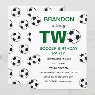 Invitation 2e anniversaire de la fête de football Green Boys