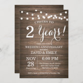 Invitation 2e anniversaire de mariage Bois rustiqu (Devant / Derrière)