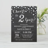 Invitation 2e anniversaire de mariage tableau noir et argent (Debout devant)
