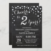 Invitation 2e anniversaire de mariage tableau noir et argent (Devant / Derrière)