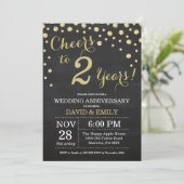 Invitation 2e anniversaire de mariage tableau noir et or (Debout devant)