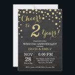 Invitation 2e anniversaire de mariage tableau noir et or<br><div class="desc">2e anniversaire de mariage Invitation tableau noir et or. Fond de diamant à paillettes noires et or. Confettis dorés. Anniversaire adulte. Fête d'anniversaire pour homme ou femme. Pour une personnalisation supplémentaire,  veuillez cliquer sur le bouton "Personnaliser" et utiliser notre outil de conception pour modifier ce modèle.</div>