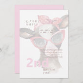 Invitation 2e Anniversaire de Vaches Rose (Devant / Derrière)