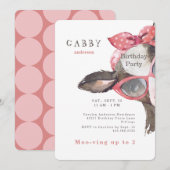 Invitation 2e Anniversaire de Vaches Rose (Devant / Derrière)