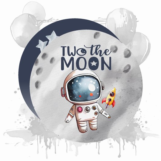 Invitation 2e anniversaire deux à la lune garçon