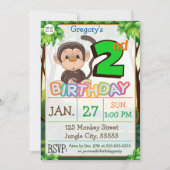 Invitation 2e anniversaire fête singe personnalisé (Devant)