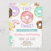 Invitation 2e anniversaire fille Donut thème deux doux mignon (Devant / Derrière)