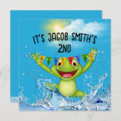 Invitation 2e anniversaire Grenouille Jumpling dans l'eau (Devant / Derrière)