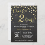 Invitation 2e anniversaire Mariage Chalkboard noir et or<br><div class="desc">2e anniversaire Mariage Chalkboard Black and Gold Invitation. Chalkboard Black et Gold Parties scintillant Diamond Arrière - plan. Confetti d'or. Anniversaire adulte. Fête d'anniversaire d'une femme ou d'un homme. Pour plus de personnalisation,  cliquez sur le bouton "Customiser" et utilisez notre outil de conception pour modifier ce modèle.</div>