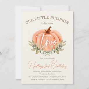 Invitation 2e anniversaire Petit Citrouille Automne / Automne