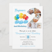 Invitation 2e anniversaire photo collage numéro 2 Garçon (Devant / Derrière)